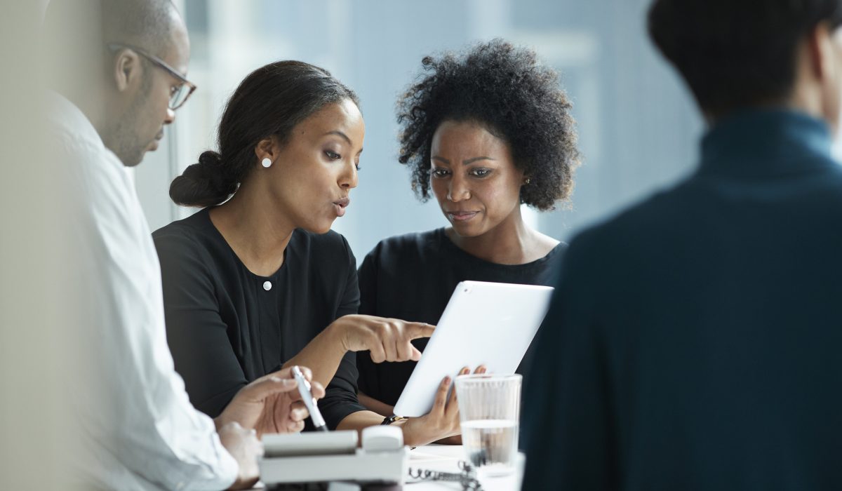 Business people working in high-end modern office